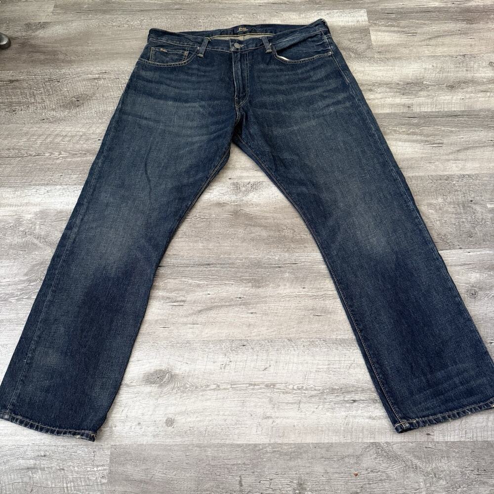 POLO Ralph Lauren Hampton Relaxed Straight Jeans Mens 36x30 Dark Wash Blue Denim